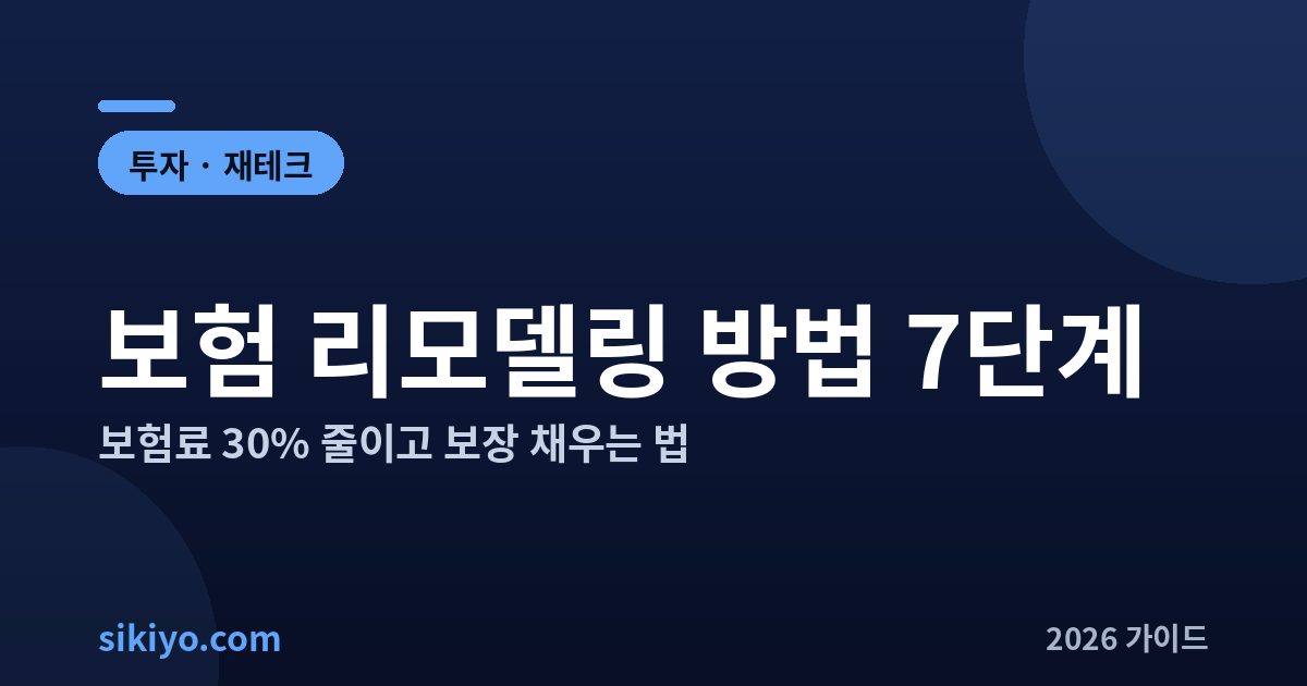 보험 리모델링 방법 7단계로 보험료 30% 줄이고 보장 채우는 법
