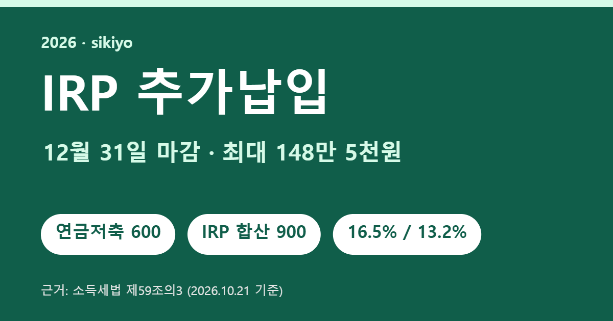 IRP 추가납입 핵심 요약 이미지