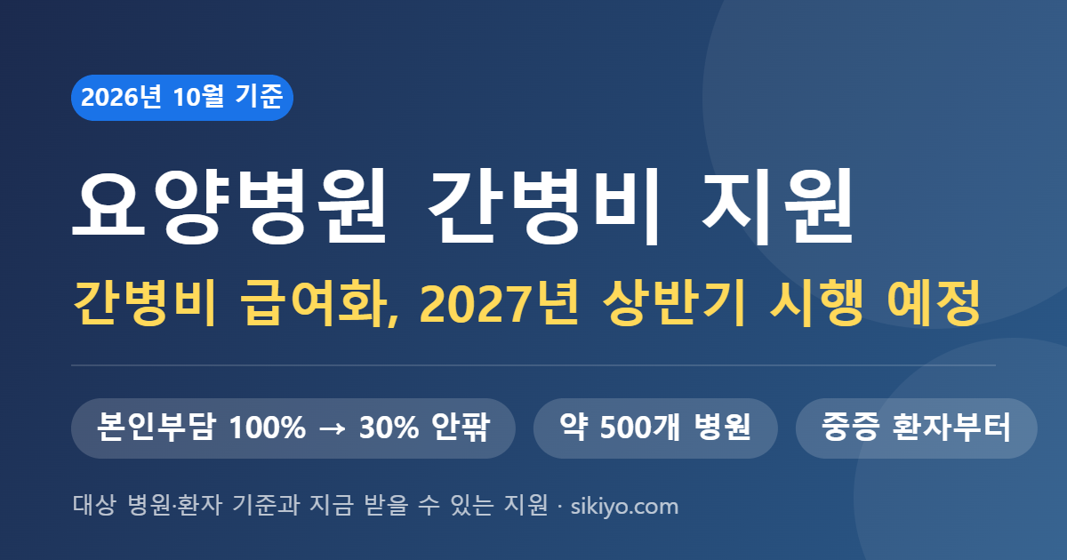 요양병원 간병비 지원 간병비 급여화 2027년 상반기 시행 예정